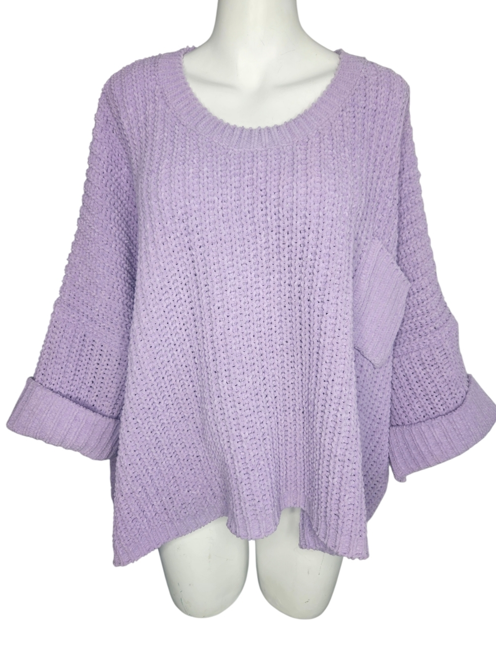 POL Chunky Knit Lavender Boxy Cut Dolman Sleeve Oversized Sweater Sz Med‎ Cozy